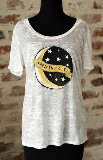 Crescent City Wide U Neck Burnout Tee