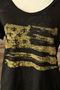 Gold Fleur De Lis Flag Wide U Neck Black Burnout Tee