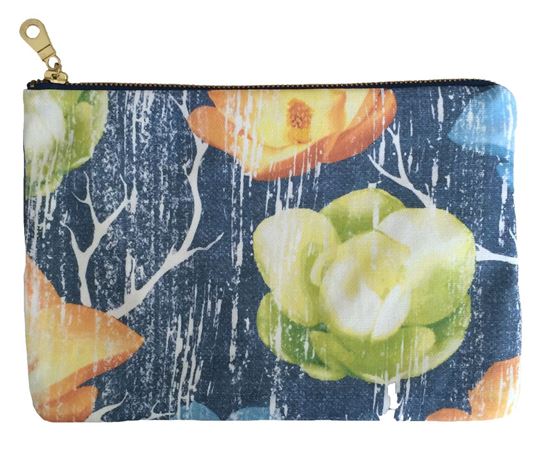 Spring Magnolia Floral Printed Canvas Pouch