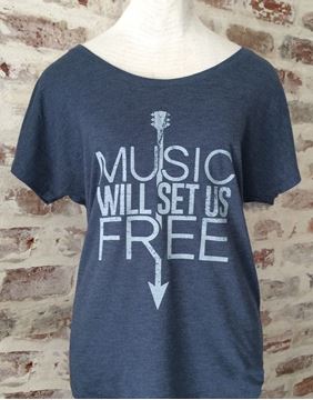 Music Will Set Us Free Indigo Blue Tri-Blend Dolman Tee