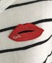 "Embroidered NOLA Kiss" Printed Ivory Ink Stripe Eco-Jersey T-Shirt