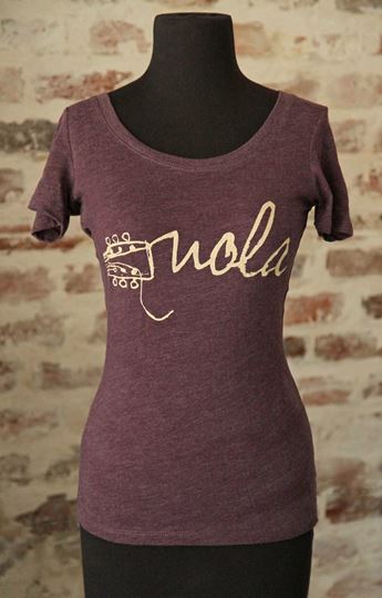 NOLA Strings Vintage Purple Ladies Tri-blend Scoop Neck Tee