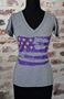 Purple & Gold Fleur De Lis Flag Ladies Tri-blend Deep V-Neck Tee