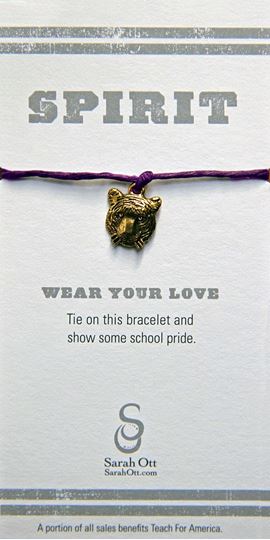 Tiger Head Purple Linen String Bracelet 