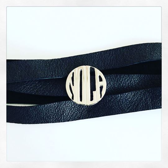 "NOLA Monogram" Leather Wrap Bracelet