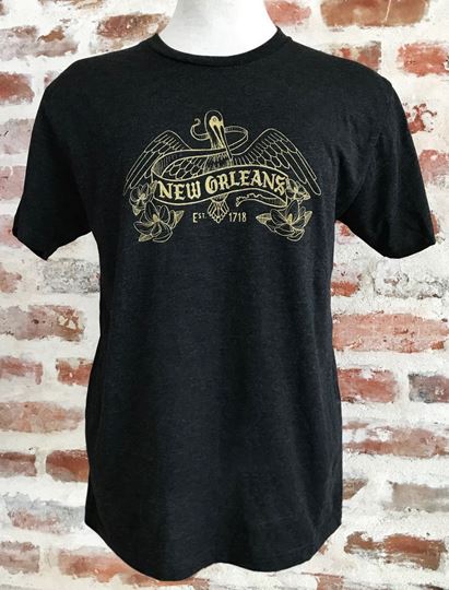 NOLA Pelican Unisex Tri-Blend Black Crew Neck Tee