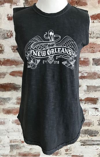 NOLA Pelican Ladies Garment Dyed Slub Sleeveless T-Shirt