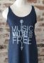 Music Will Set Us Free Indigo Blue Ladies Tri-blend Racerback Tank