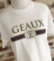 "GEAUX Purple & Gold" White Sueded Unisex Crew Neck Tee